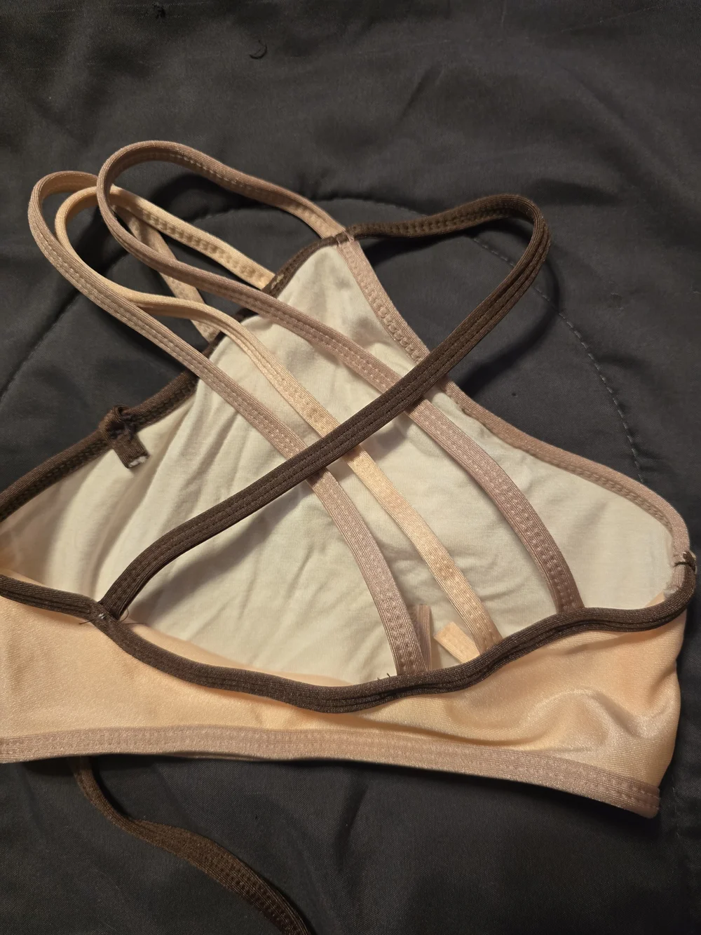 Custom Peach Strappy High-Waist 2 Piece Costume with Arm Bands